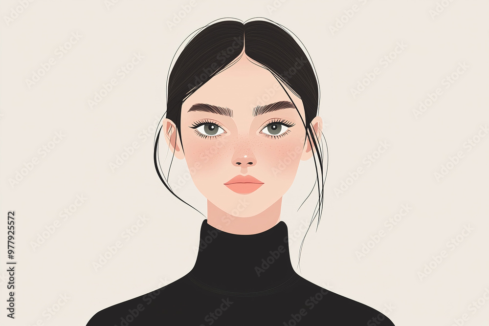 Young woman posing wearing a black turtleneck Young woman posing wearing a black turtleneck