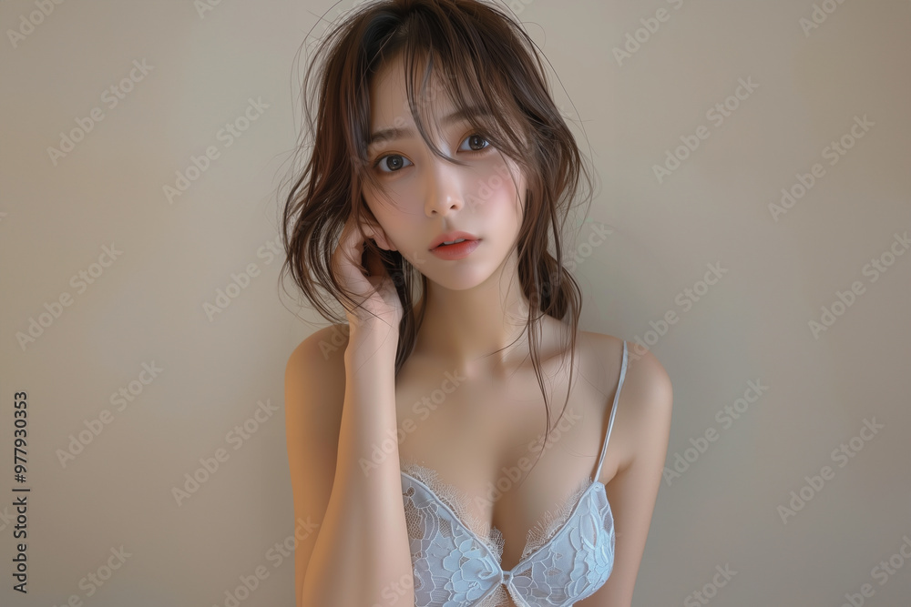 水色レースブラで女性らしさを演出 水色レースブラで女性らしさを演出