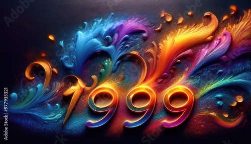 1999 Colorful Swirls Art Design Celebrating New Year