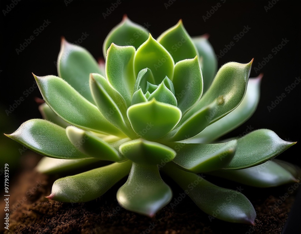 Isolated succulent plant with depth of field highlighting fleshy leaves and vibrant green color Isolated succulent plant with depth of field highlighting fleshy leaves and vibrant green color