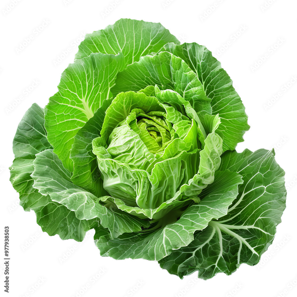Obraz premium This vibrant green cabbage is characterized by its tightly wrapped leaves, offering a crisp and refreshing addition to any culinary creation