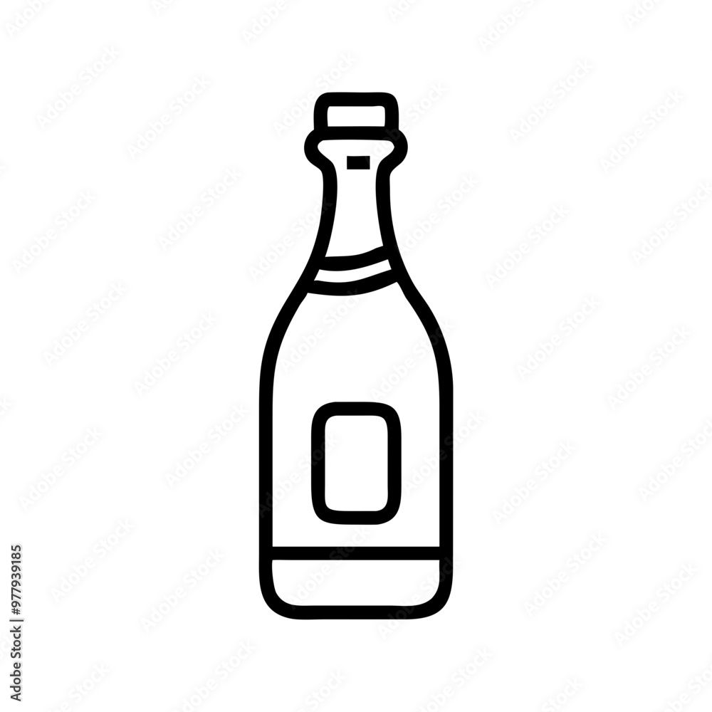 Bottle of champagne outline vector icon design for celebration and festive occasions Bottle of champagne outline vector icon design for celebration and festive occasions
