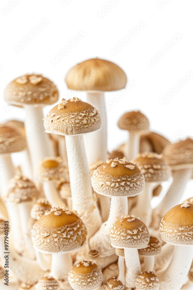 A collection of fresh mushrooms arranged on a table A collection of fresh mushrooms arranged on a table