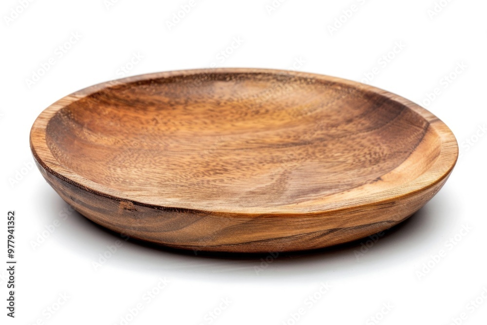 A simple wooden bowl placed on a clean white background A simple wooden bowl placed on a clean white background