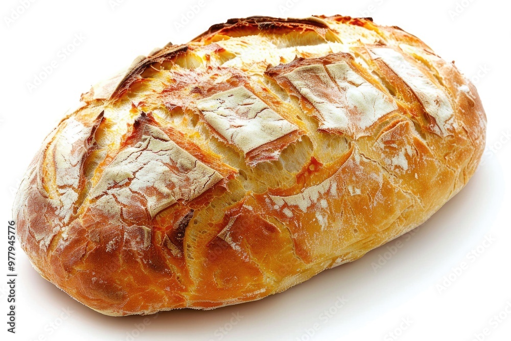A single loaf of bread sitting on a clean and simple white surface A single loaf of bread sitting on a clean and simple white surface