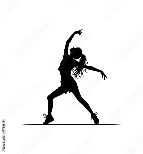  girl dancing isolated vector silhouette illustration