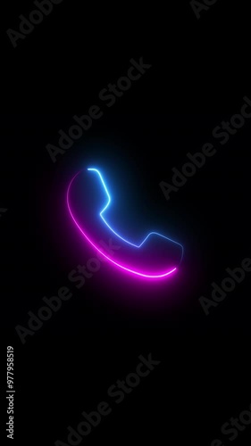 Wallpaper Mural neon animation of like phone sign clip art, fast moving blue and pink glowing lines, 4K vertical animated seamless loop template for social network Torontodigital.ca