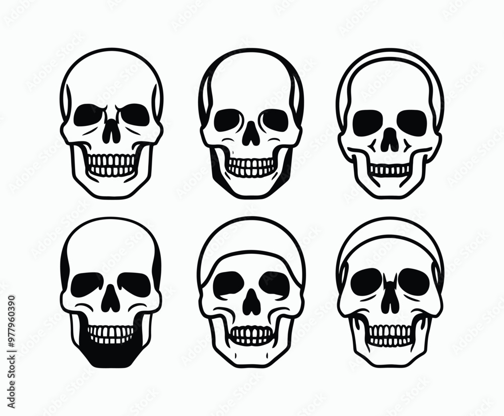 Skull EPS vector art silhouette illustration template on a white background Skull EPS vector art silhouette illustration template on a white background