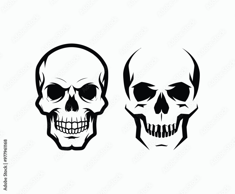 Skull EPS vector art silhouette illustration template on a white background Skull EPS vector art silhouette illustration template on a white background