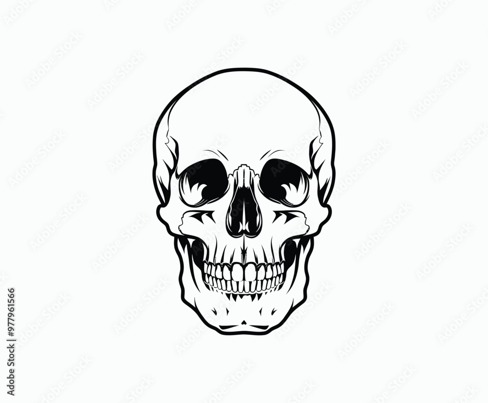 Skull EPS vector art silhouette illustration template on a white background Skull EPS vector art silhouette illustration template on a white background