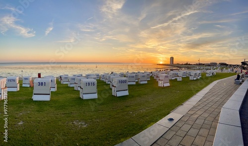 Schilderij op canvas Sonnenuntergang in Büsum an der Nordsee