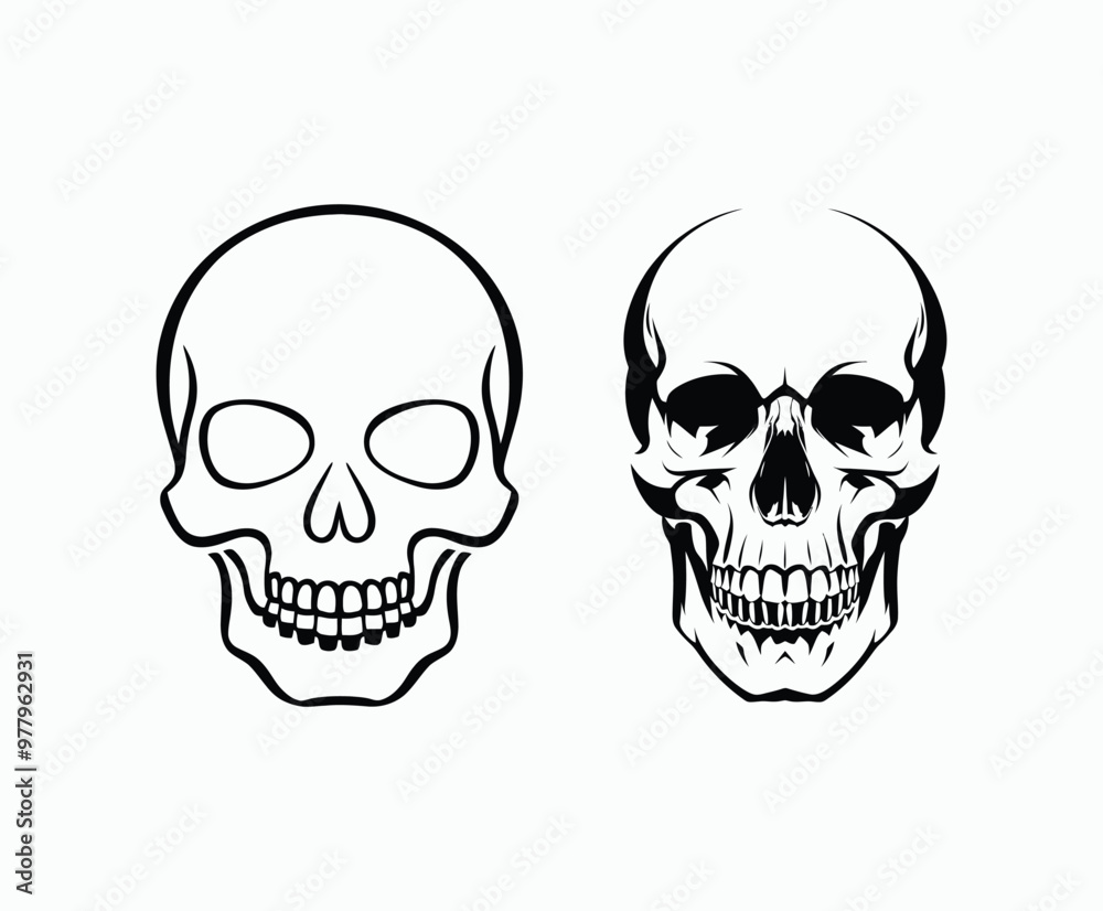 Skull EPS vector art silhouette illustration template on a white background Skull EPS vector art silhouette illustration template on a white background