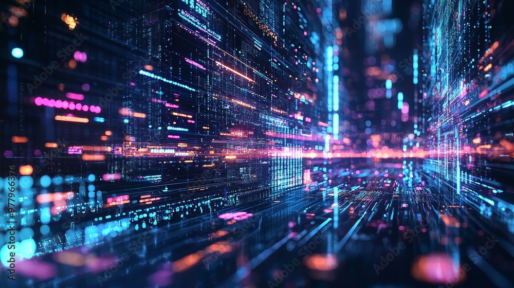 Obraz premium High-speed data transmission in futuristic digital space