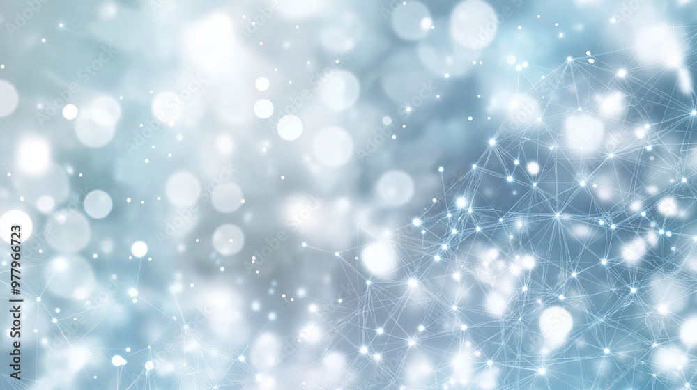 A soft, light blue abstract background featuring a network grid with digital connections and bokeh effects, ideal for technology themes A soft, light blue abstract background featuring a network grid with digital connections and bokeh effects, ideal for technology themes