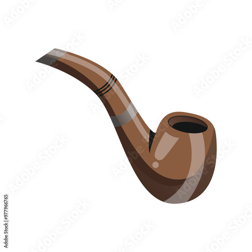 Smoking pipe isolated on a white background. Smoking pipe color icon, classic smoke pipe vector illustration
