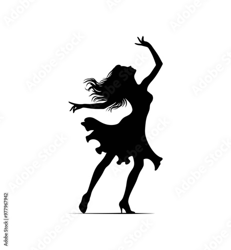  girl dancing isolated vector silhouette illustration