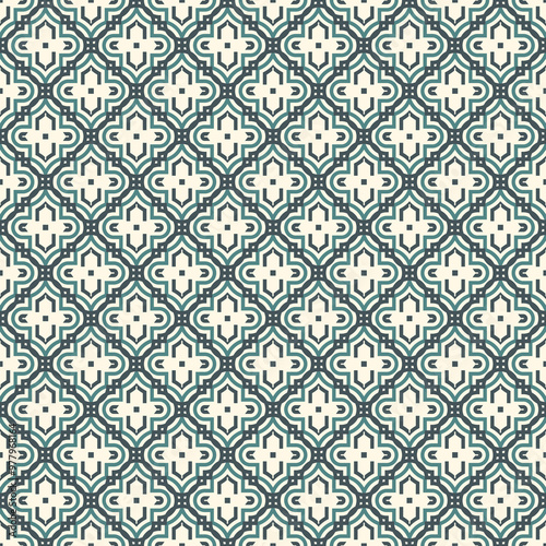 Seamless surface design with ogee ornament. Oriental traditional pattern with repeated mosaic tile. Tracery window wallpaper. Moroccan lantern motif. Arabesque digital paper, textile print. Vector art
