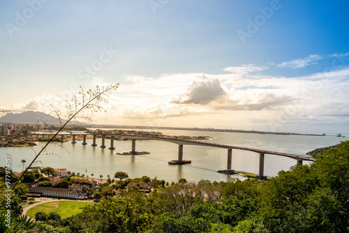 erceira Ponte (Third Bridge) located in Espírito Santo State, Brazil. Bridge that connects the capital Vitória to the city of Vila Velha.	