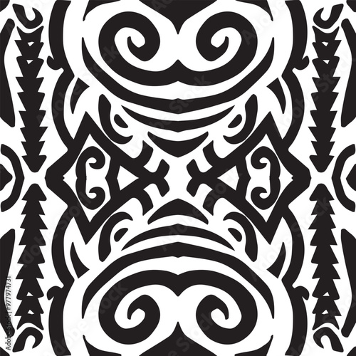 Tribal polynesian geometric tattoo abstract seamless background design pattern. Vector Samoan pattern tattoo tribal wallpaper print
