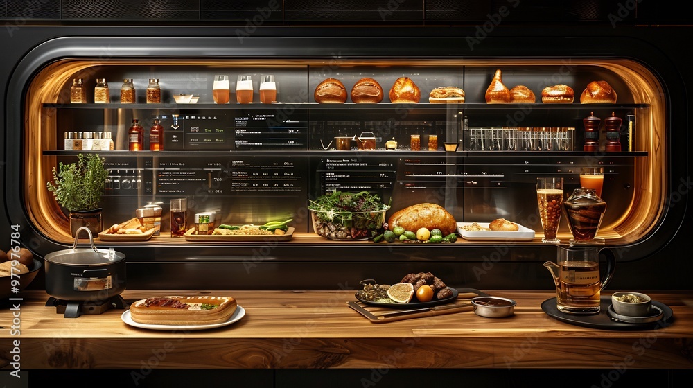 Futuristic food service offering beverage pairing AIgenerated flavor profile ensure each drink harmonizes perfectly dish creating seamless enjoyable dining experience depicted dynamic futuristic