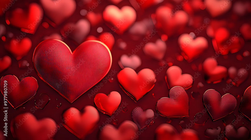 A heartful holiday with lots of red hearts on a red background A heartful holiday with lots of red hearts on a red background