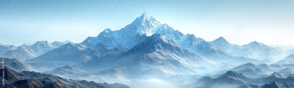 Fototapeta premium Mountains with snow on them and a blue sky in the background