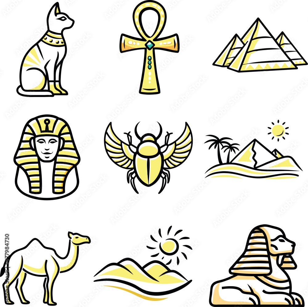 Set of cultural ancient egypt doodle icons
Set of cultural ancient egypt doodle icons