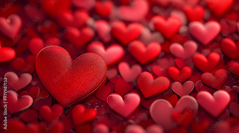 A heartful holiday with lots of red hearts on a red background A heartful holiday with lots of red hearts on a red background