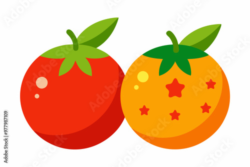 Two tomato and lemon logo icon vector illustration.