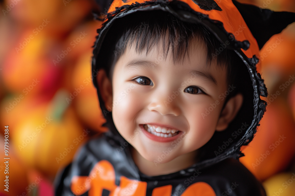 Little Asian Boy Wearing Halloween Costume Ready to Trick-or-Treat Little Asian Boy Wearing Halloween Costume Ready to Trick-or-Treat