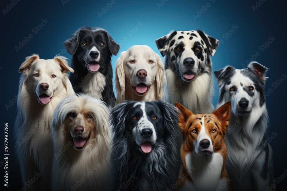 A group of animals with a blue background with clouds and sky in the background., generative IA A group of animals with a blue background with clouds and sky in the background., generative IA