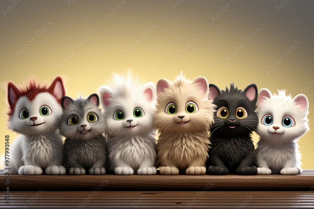 A collection of cartoon animals with white background, generative IA A collection of cartoon animals with white background, generative IA