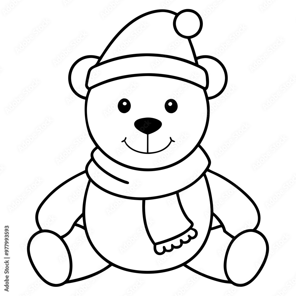 Christmas Teddy Bear Vector Cute Bear with Hat & Scarf Christmas Teddy Bear Vector Cute Bear with Hat & Scarf