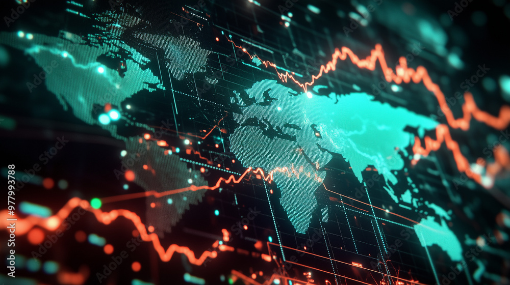 Global financial market data with rising stock trends Global financial market data with rising stock trends