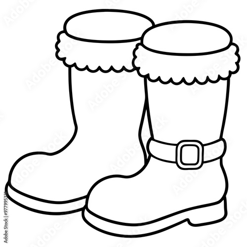 Vector Art of Santa's Iconic Fur-Trimmed Boots