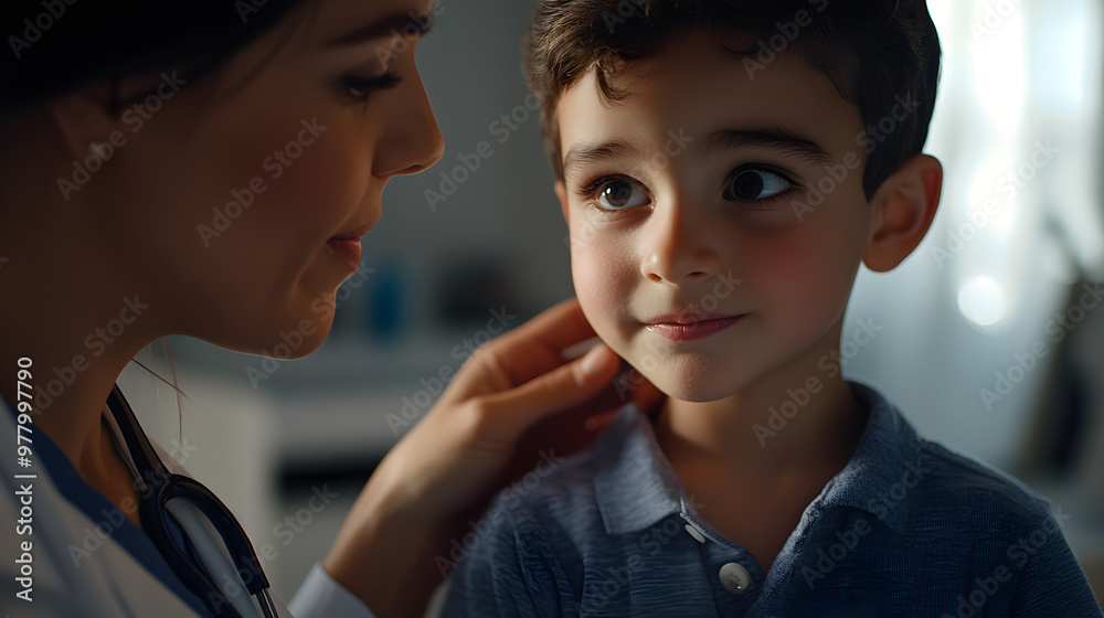 Health Care Pediatrician checking child's heartbeat during regular check-up Health Care Pediatrician checking child's heartbeat during regular check-up
