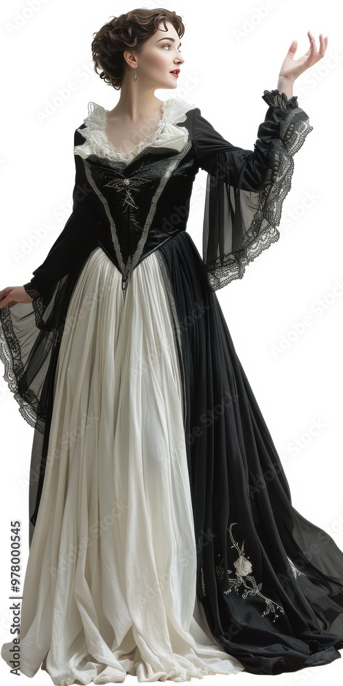 Graceful woman in black and white gown Graceful woman in black and white gown