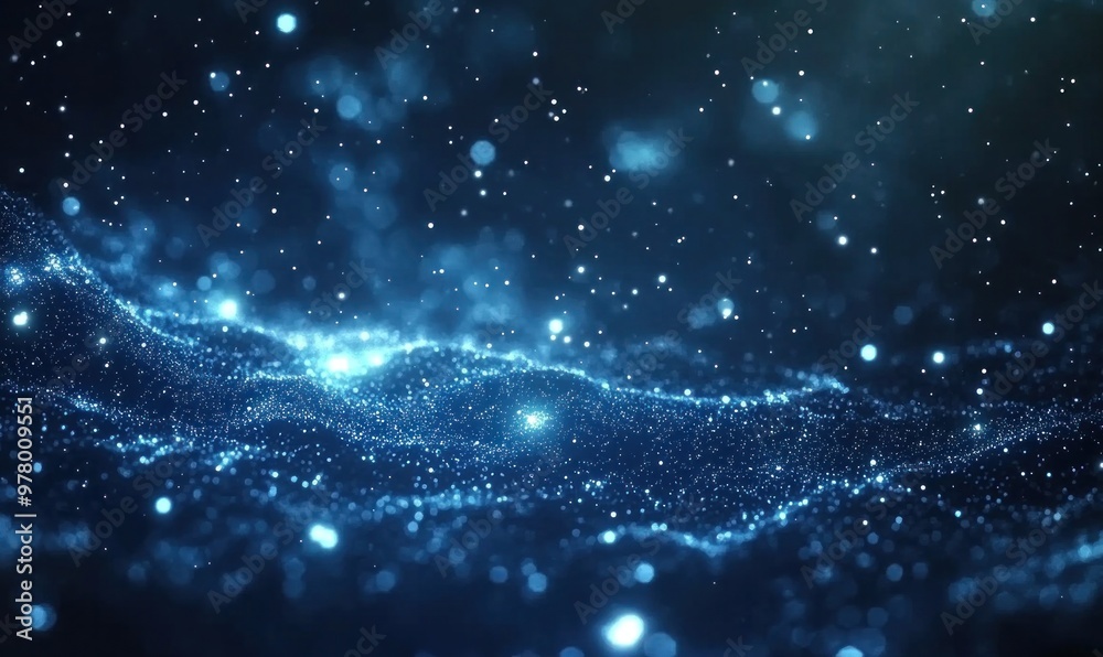 Abstract Glowing Particles in Blue Light Abstract Glowing Particles in Blue Light