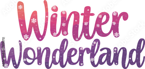 Winter Wonderland Gradient Text with Snowflakes Festive Holiday Vector Graphic