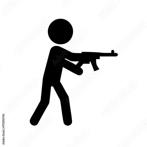 Vector Soldier Silhouette Holding Rifle Simple Black Pictogram Military Symbol for Apps Signs Logos