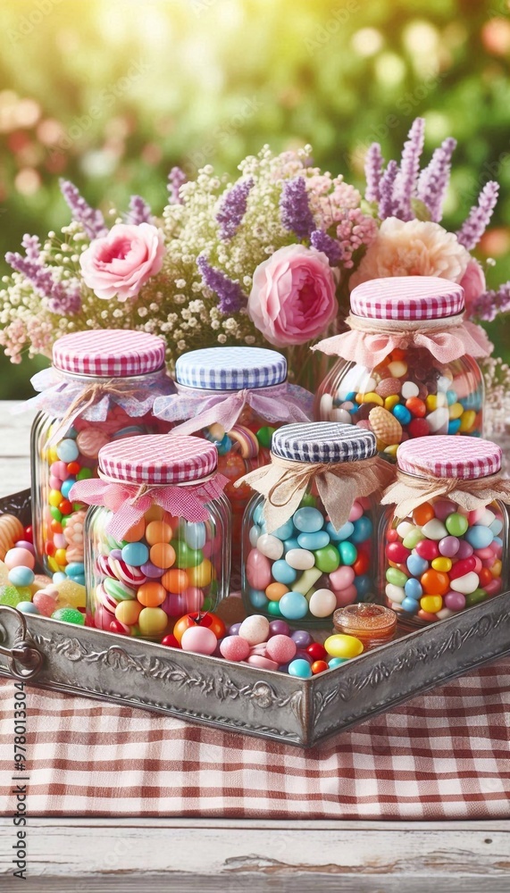 Fototapeta premium Bunte Bonbons in hübschen Gläsern