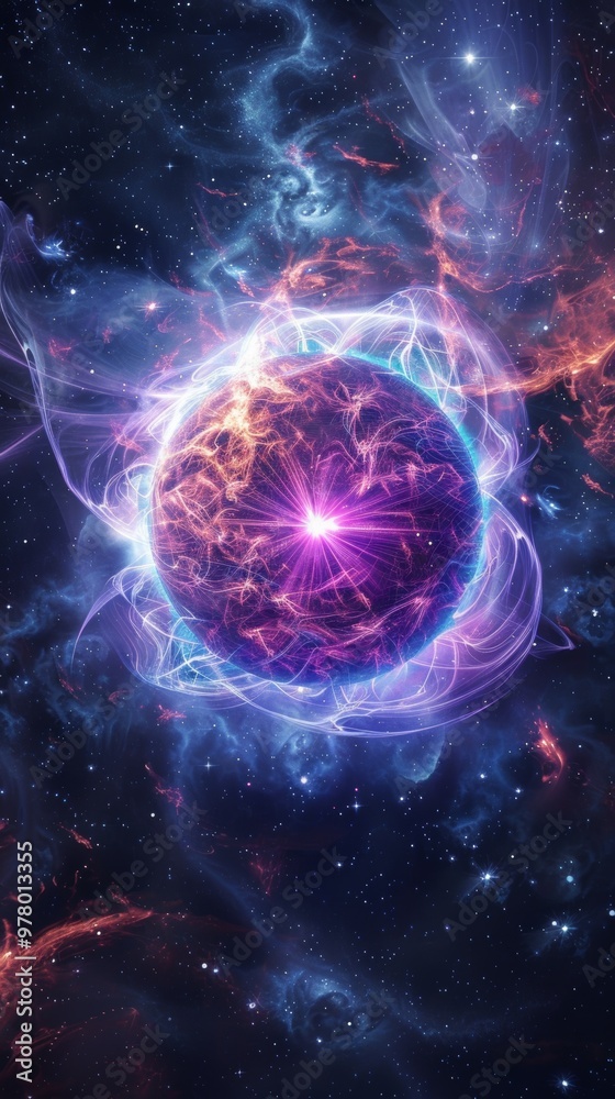 Glowing Cosmic Orb in Vibrant Galactic Nebula Glowing Cosmic Orb in Vibrant Galactic Nebula