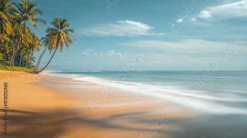 Evocative Images of Sandy Beaches and Palm Trees with Long Exposure