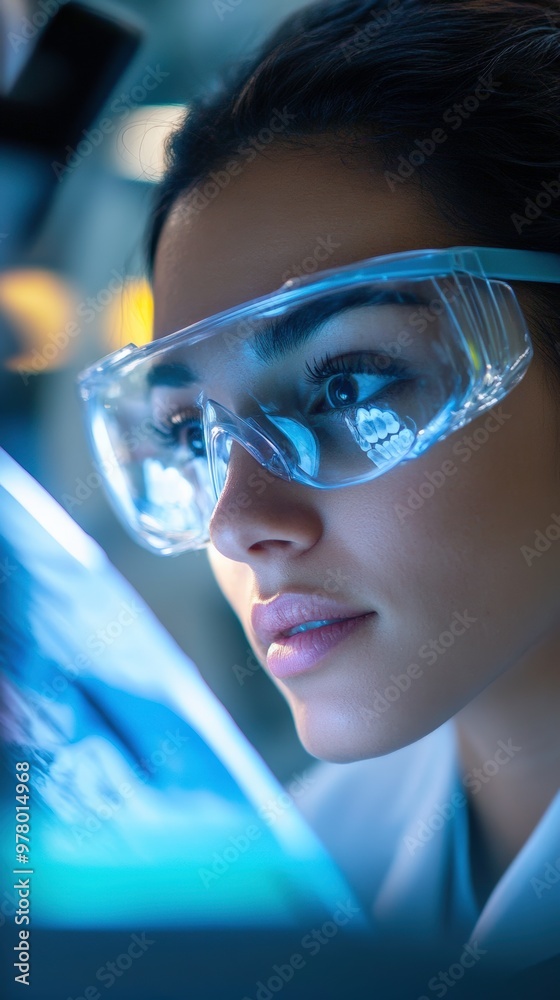 Dedicated Dental Professional Evaluates Digital X-Ray in a Colorful Clinic. Generative AI Dedicated Dental Professional Evaluates Digital X-Ray in a Colorful Clinic. Generative AI