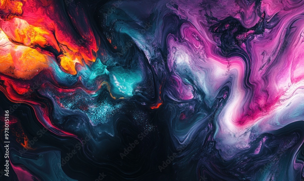 Abstract Fluid Art: Vivid Color Swirls in Dynamic Pattern