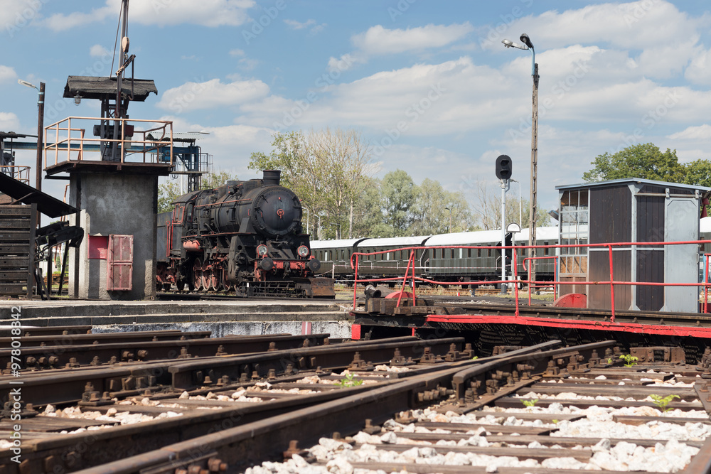 Railway turntable at Parowozownia Wolsztyn motive power depot (MPD), a locomotive depot