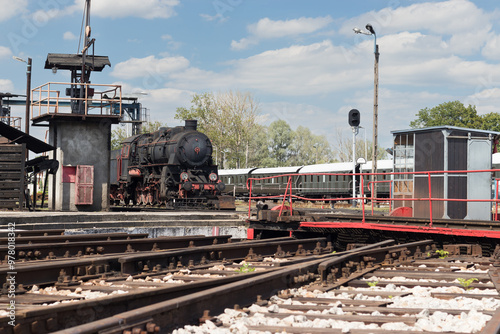 Obraz na płótnie Railway turntable at Parowozownia Wolsztyn motive power depot (MPD), a locomotive depot w salonie