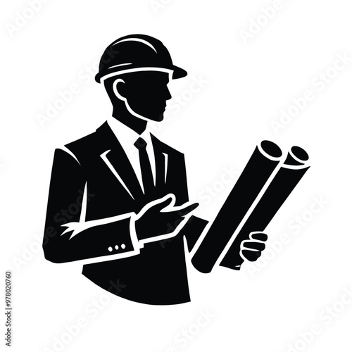 Engineer Blueprint Silhouette