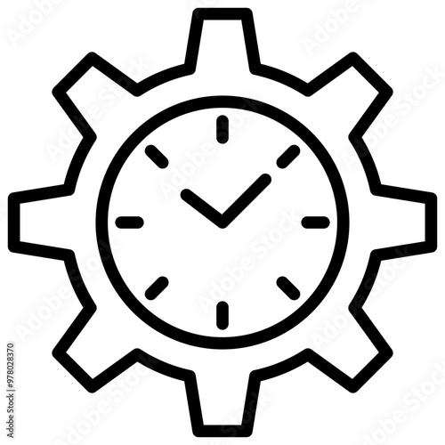 Time management icon with line style