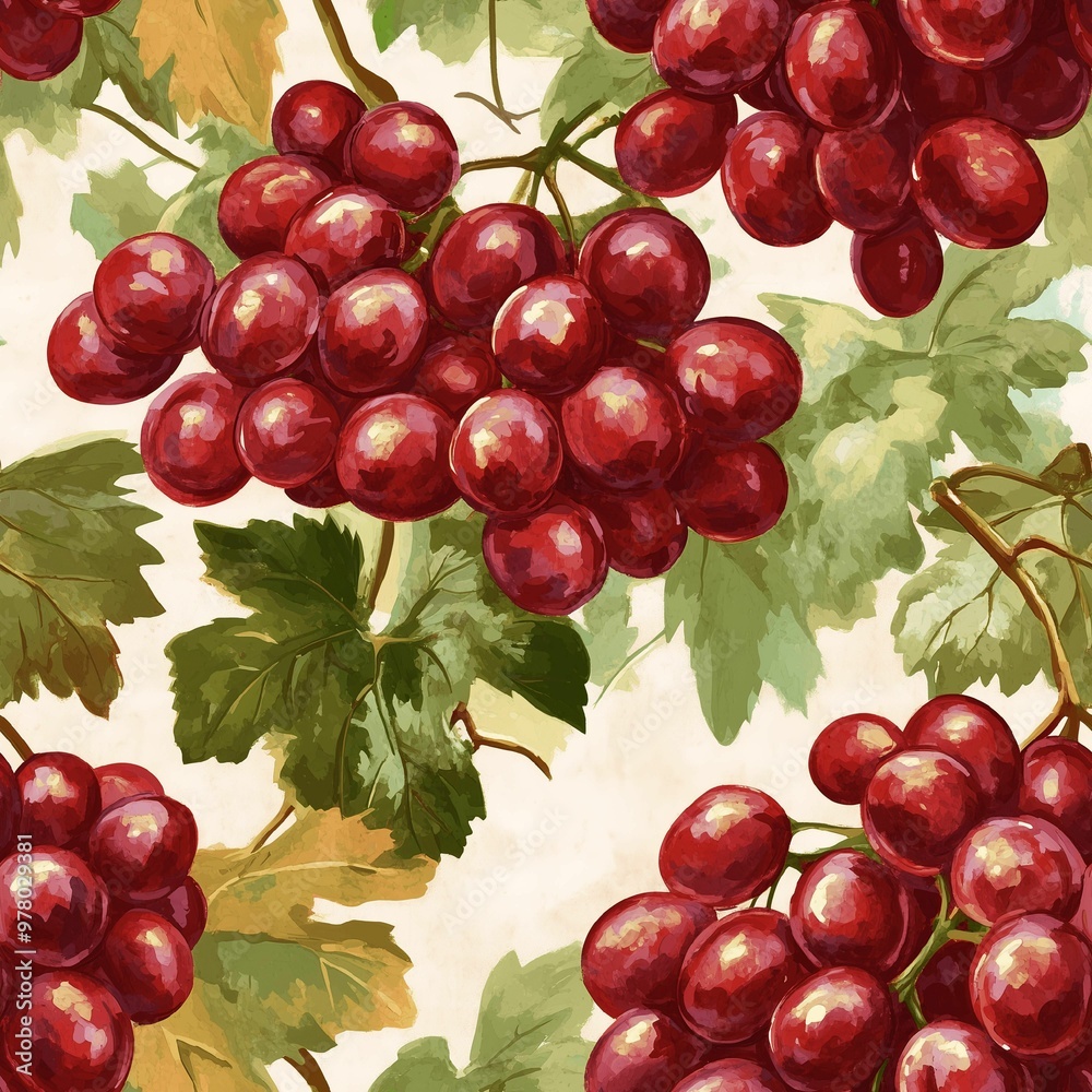 Obraz premium bunch of red grapes, background, seamless, tile